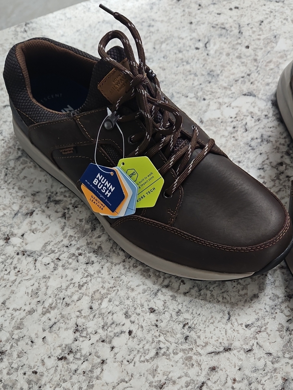 Nunn Bush Brown Leather Lace-Up Slip-On Sneaker